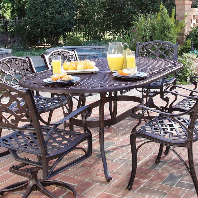 Astoria Grand Biscayne Oval Outdoor Dining Table in Antique Deep Rust